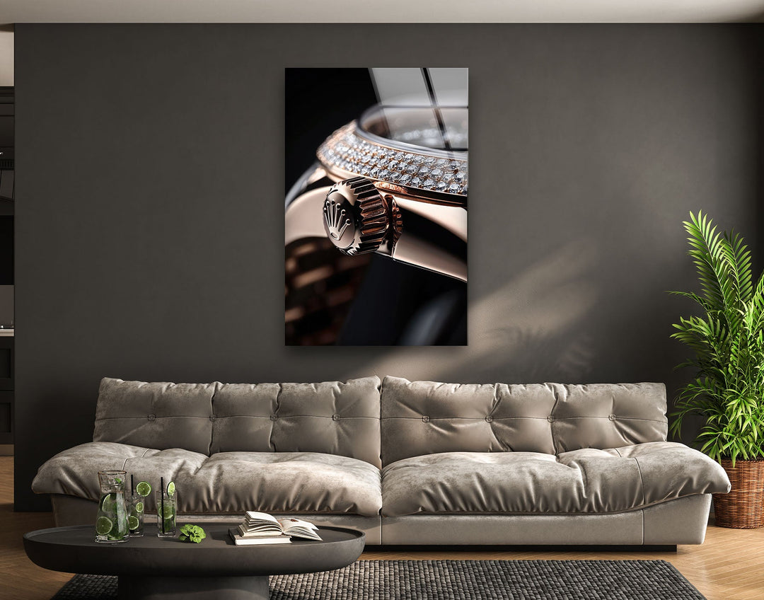 Rolex Diamond Glass Wall Art custom glass pictures, glass art prints
