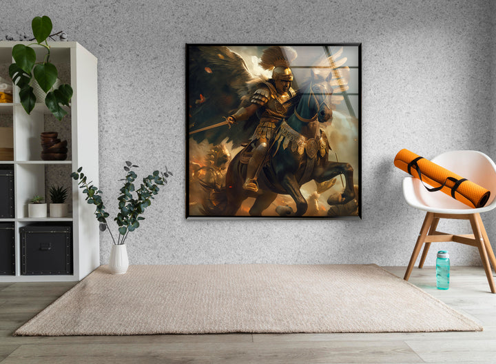 Roman Warrior Glass Wall Art picture on glass wall art, photos printed on glass
