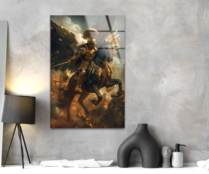 Roman Warrior Glass Wall Art print on glass, glass printed photos
