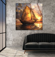 Sail Boat Tempered Glass Wall Art