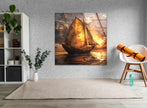 Sail Boat Tempered Glass Wall Art