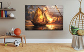 Sail Boat Tempered Glass Wall Art