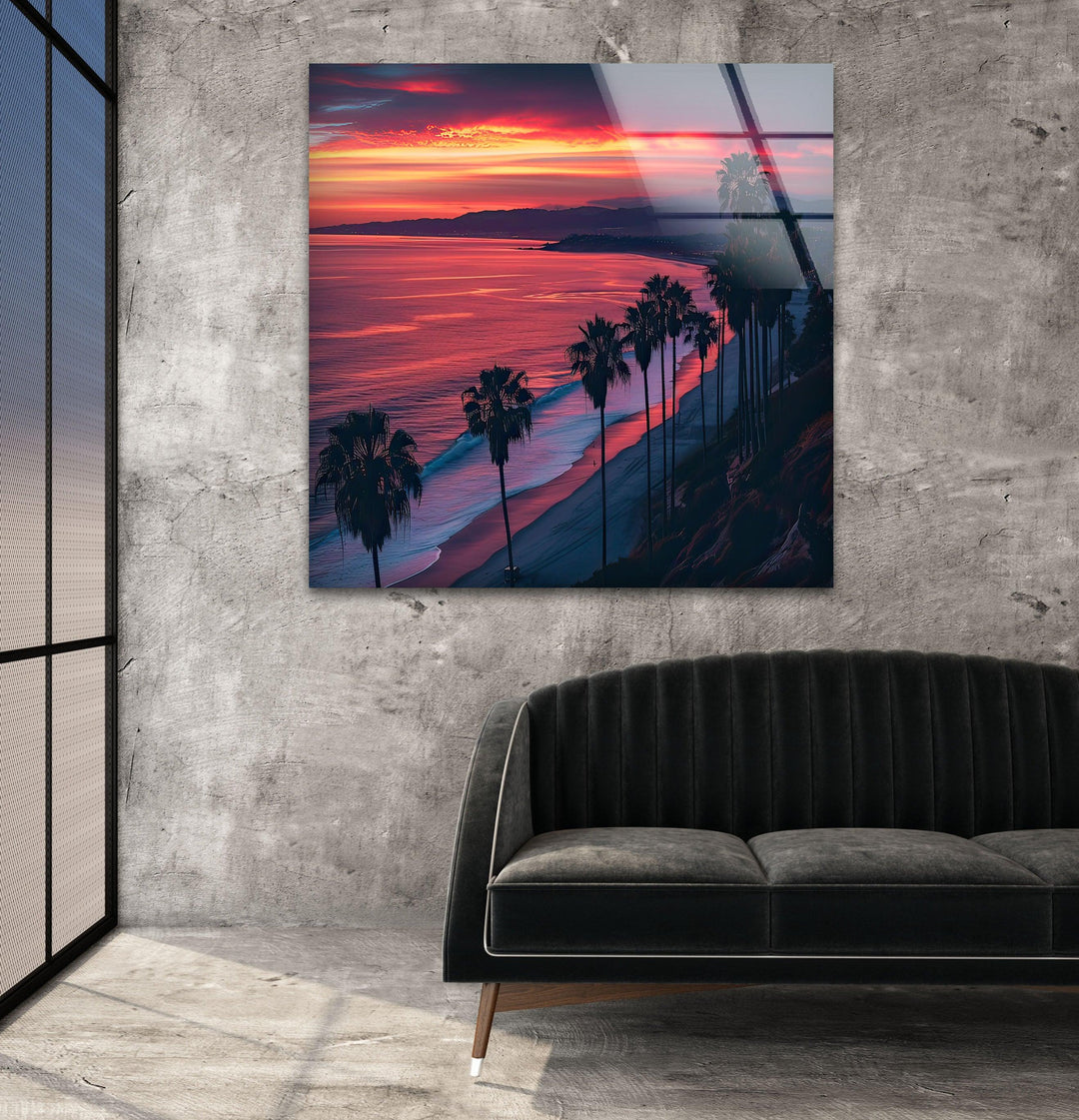 San Diego Sunset Glass Wall Art large glass photo prints, glass wall photos
