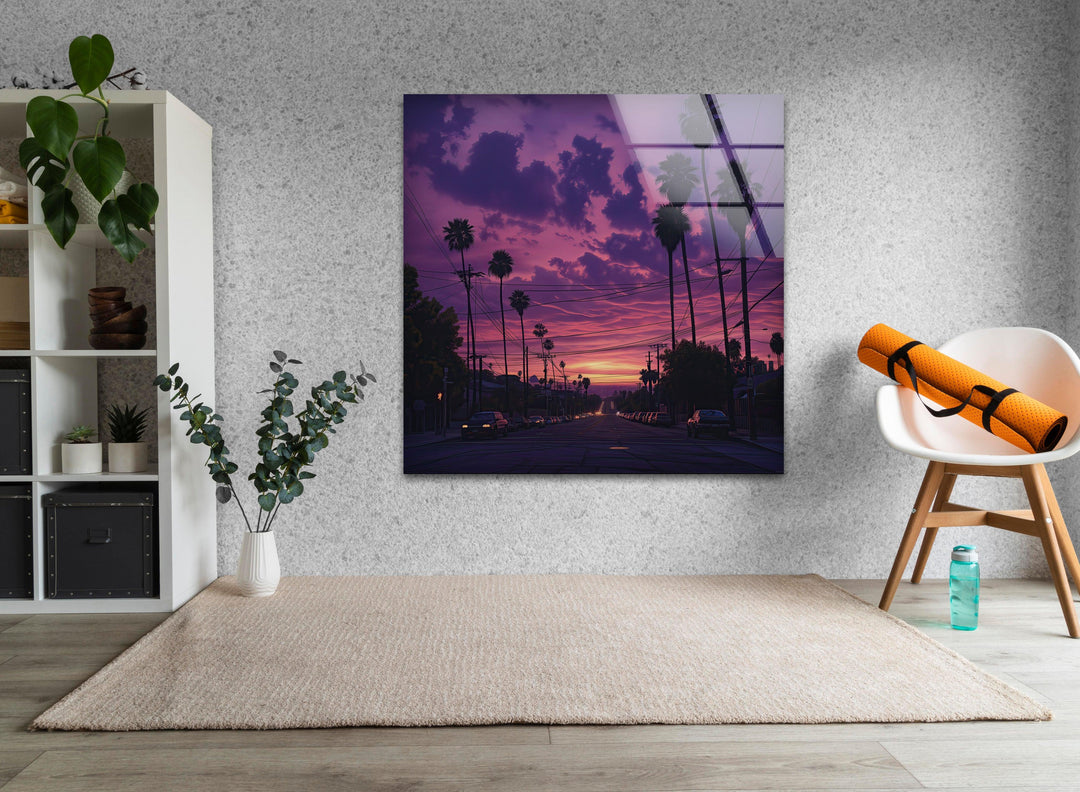 San Diego Pink Sunset Glass Wall Art Glass Printing Wall Art, Print photos on glass
