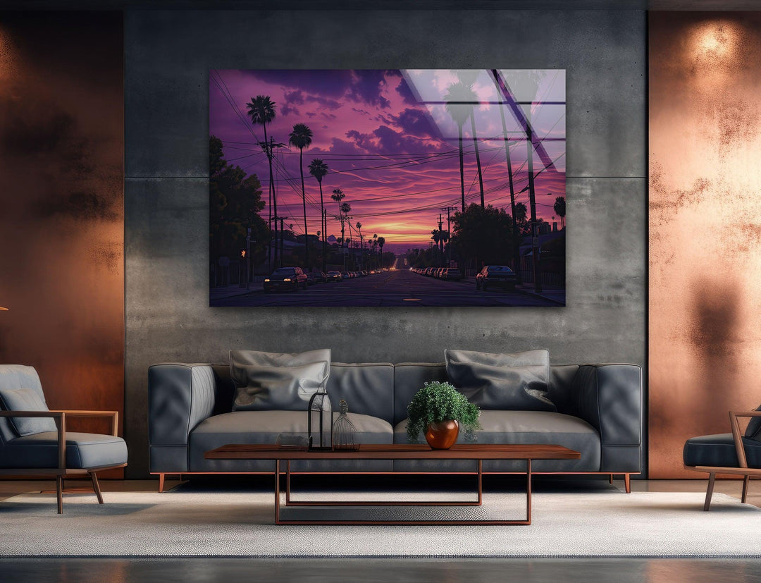 San Diego Pink Sunset Glass Wall Art glass pictures for Wall, glass prints wall art
