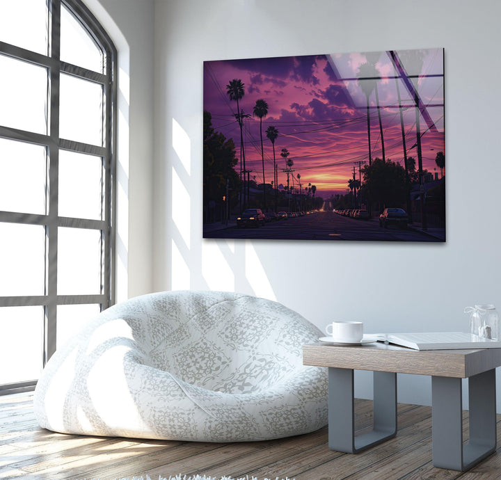 San Diego Pink Sunset Glass Wall Art large glass photo prints, glass wall photos
