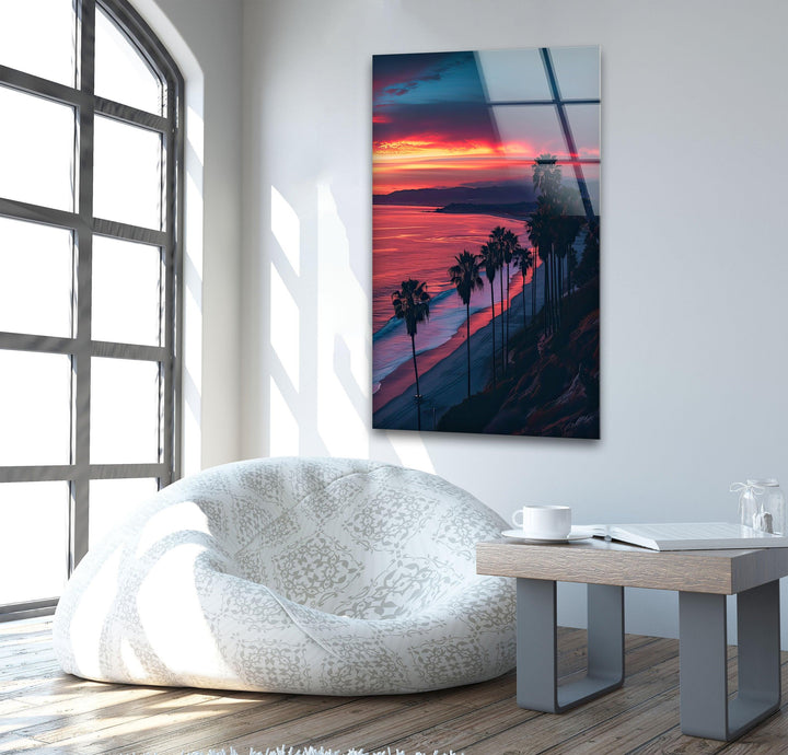 San Diego Sunset Glass Wall Art custom glass pictures, glass art prints
