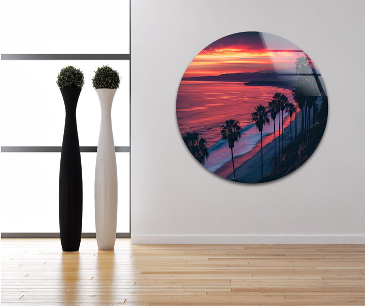 San Diego Sunset Glass Wall Art photo print on glass, prints on glass wall art
