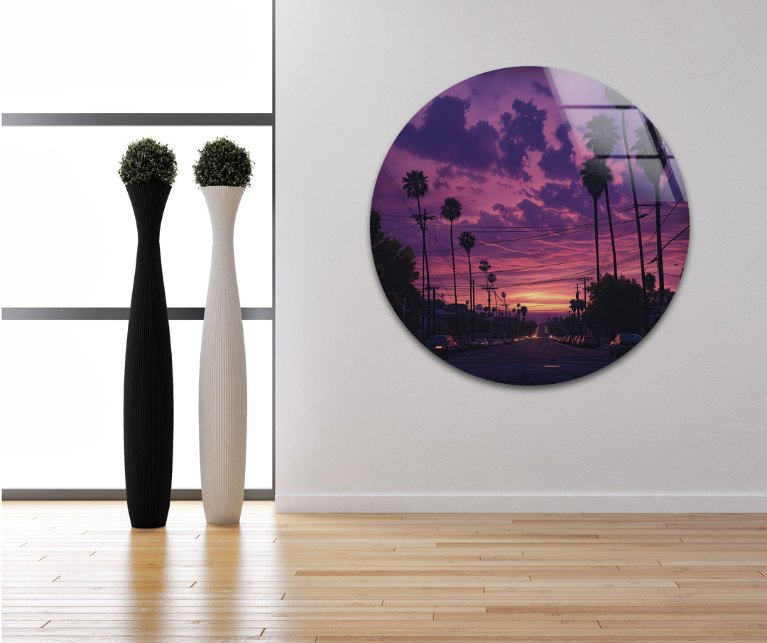 San Diego Pink Sunset Glass Wall Art custom glass photo prints, large glass prints
