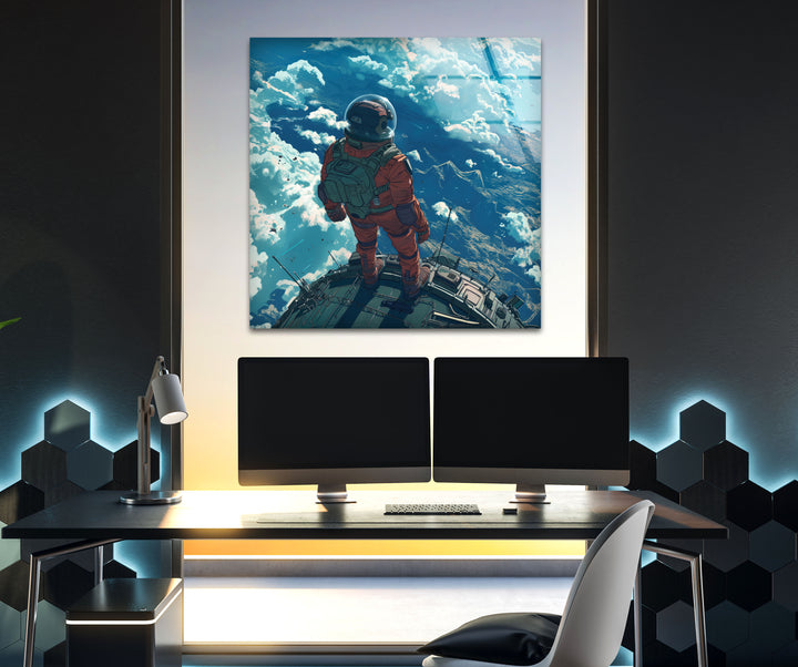 A Space Explorer Glass Wall Art, photo print on glass, prints on glass wall art