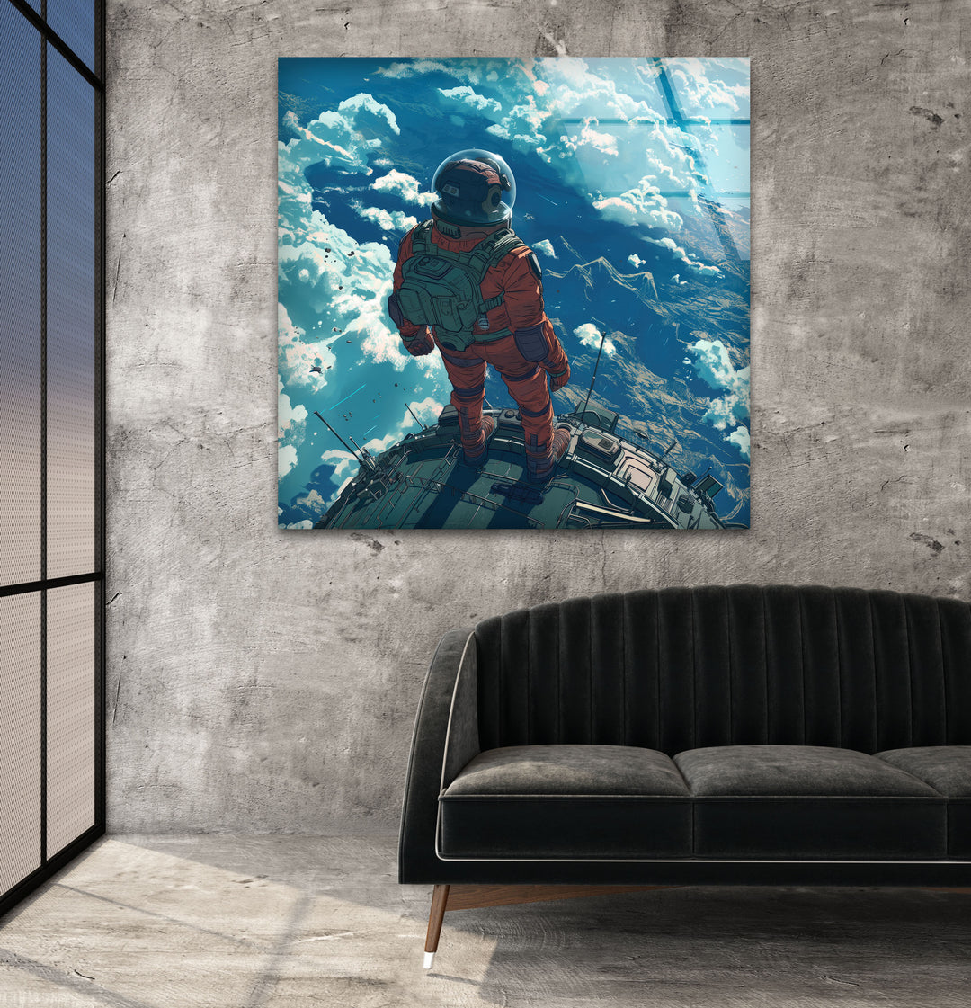 A Space Explorer Glass Wall Art, glass pictures for Wall, glass prints wall art