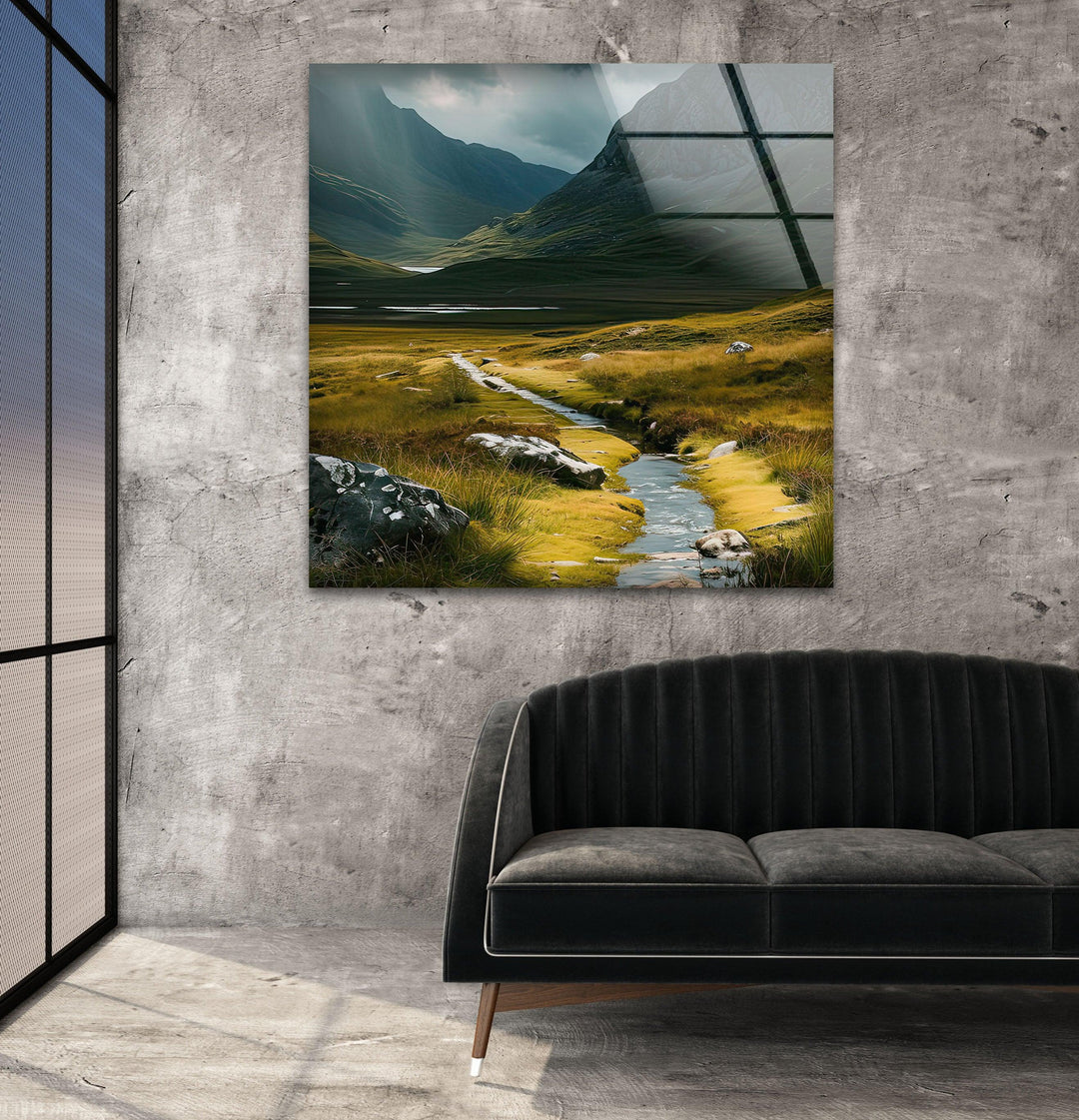 Scottish River & Mountain Glass Wall Art glass pictures for Wall, glass prints wall art
