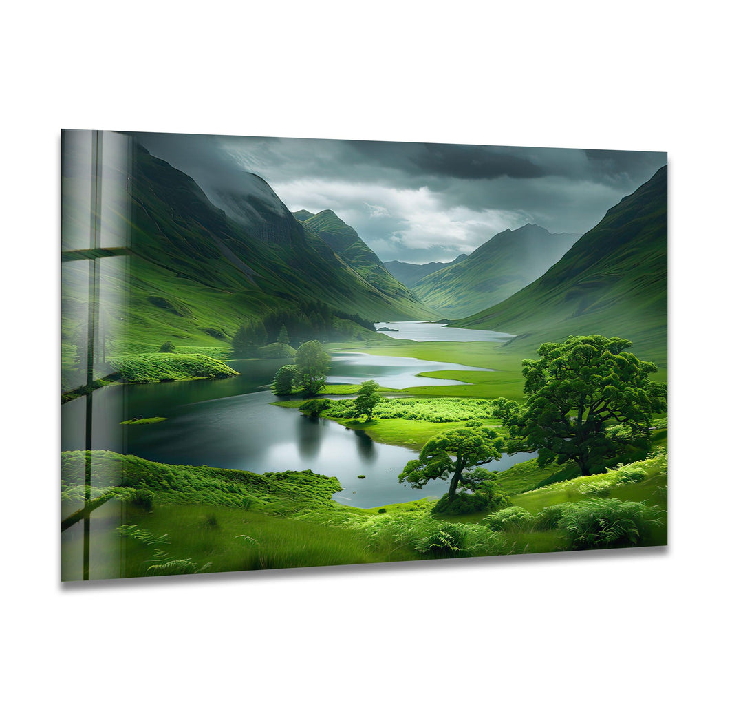 Scotland Green Mountains Glass Wall Art large glass photo prints, glass wall photos
