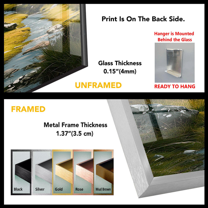 Scottish River & Mountain Glass Wall Art