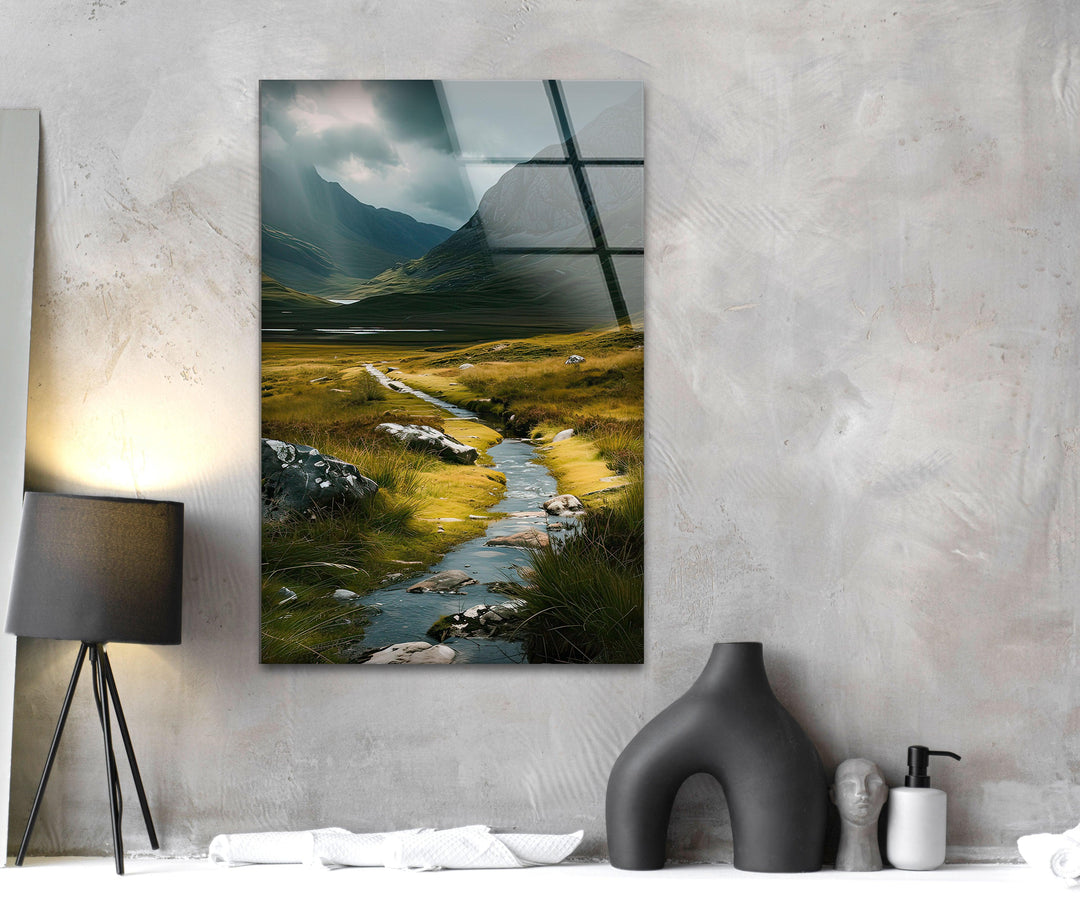 Scottish River & Mountain Glass Wall Art art glass wall art, glass wall art pictures
