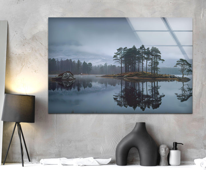 Scottish Foggy Island Glass Wall Art picture on glass wall art, photos printed on glass
