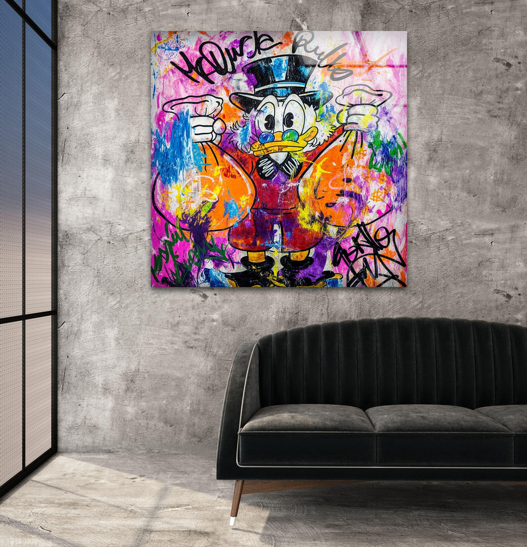 Scrooge Mcduck Pop Art Glass Wall Art glass image printing, glass prints from photos
