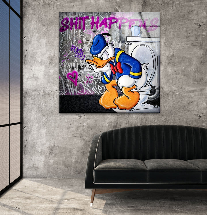 Shit Happiness Glass Wall Art Glass Printing Wall Art, Print photos on glass
