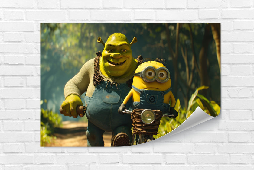 Shrek and Minion Glass Wall Art - MyPhotoStation.com