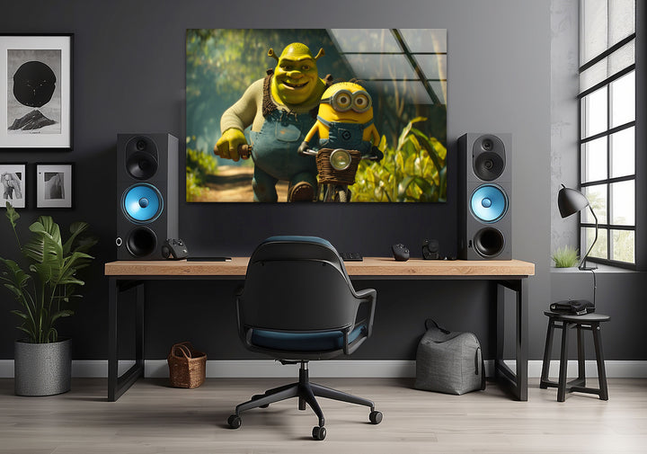 Shrek and Minion Glass Wall Art glass photo prints, glass picture prints
