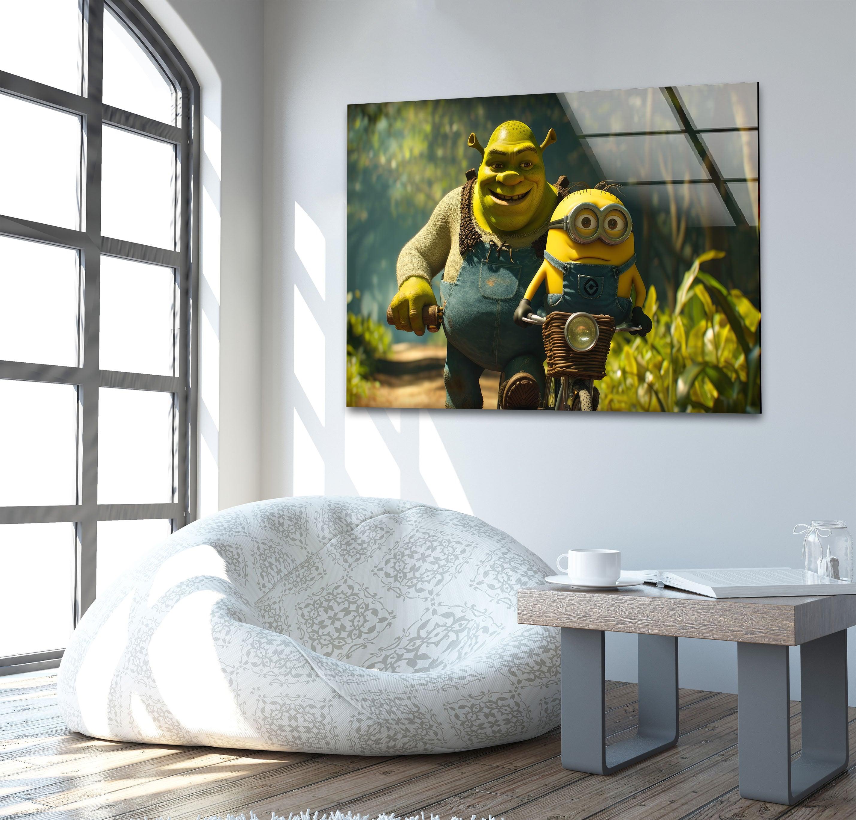 Shrek and Minion Glass Wall Art - MyPhotoStation.com