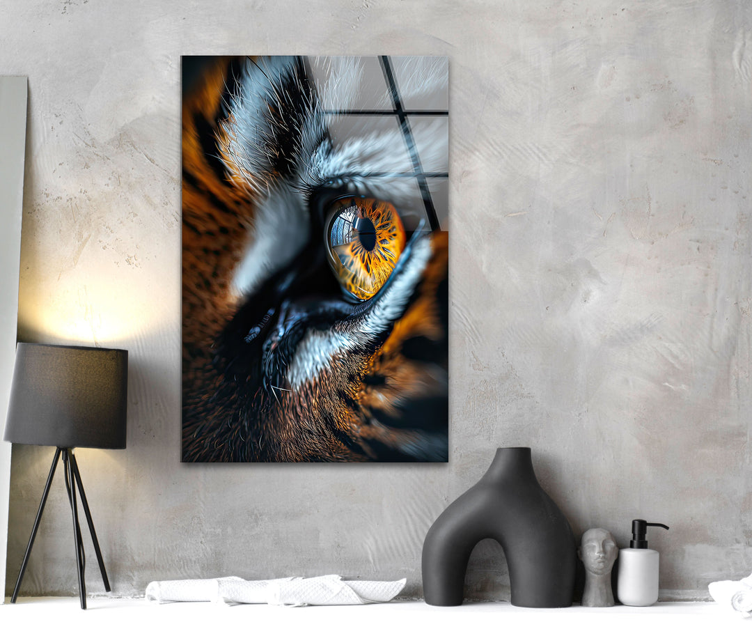 Single Tiger Eye Glass Wall Art large glass photo prints, glass wall photos
