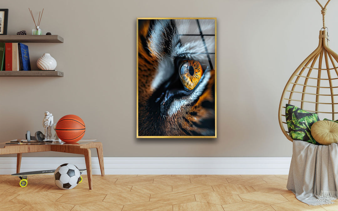 Single Tiger Eye Glass Wall Art custom glass photo prints, large glass prints
