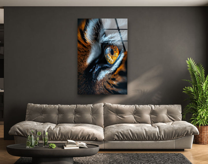 Single Tiger Eye Glass Wall Art Glass Printing Wall Art, Print photos on glass
