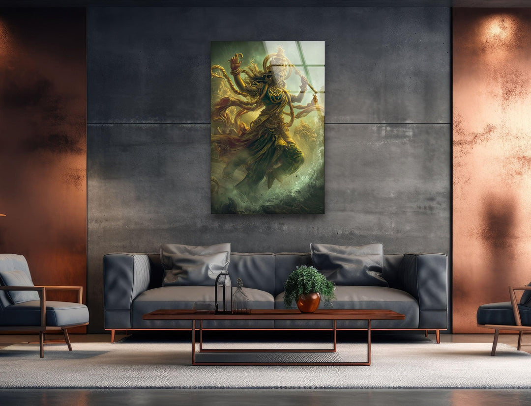 Gold Shiva Glass Wall Art custom glass photo prints, large glass prints
