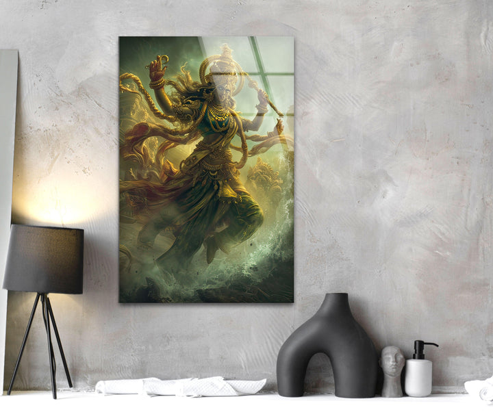 Gold Shiva Glass Wall Art picture on glass wall art, photos printed on glass
