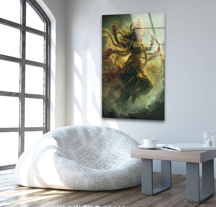 Gold Shiva Glass Wall Art print picture on glass, Tempered Glass Wall Art
