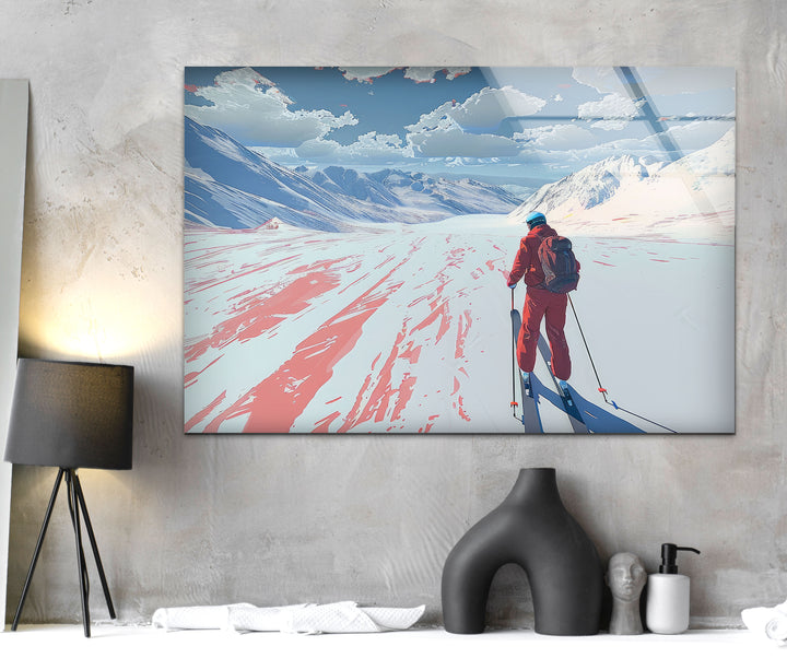 Skier Glass Art Painting & Cool Home Decor