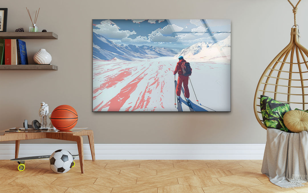 Skier Glass Art Painting & Cool Wall Art