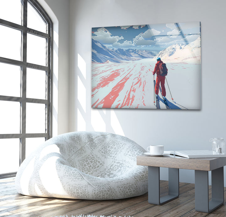 Skier Tempered Glass Art & Cool Abstract