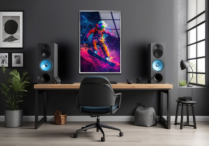 Snowboarder in an Astronaut Glass Art & Cool Wall Decor