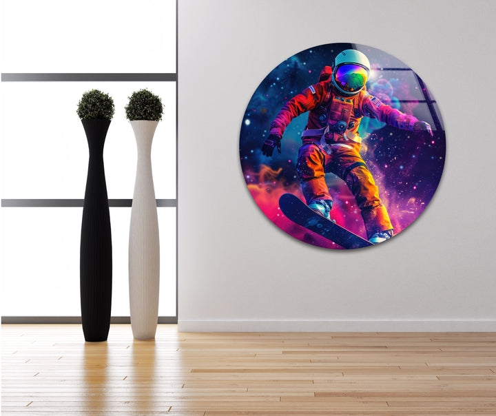 Snowboarder in an Astronaut Glass Photo Prints & Cool Abstract