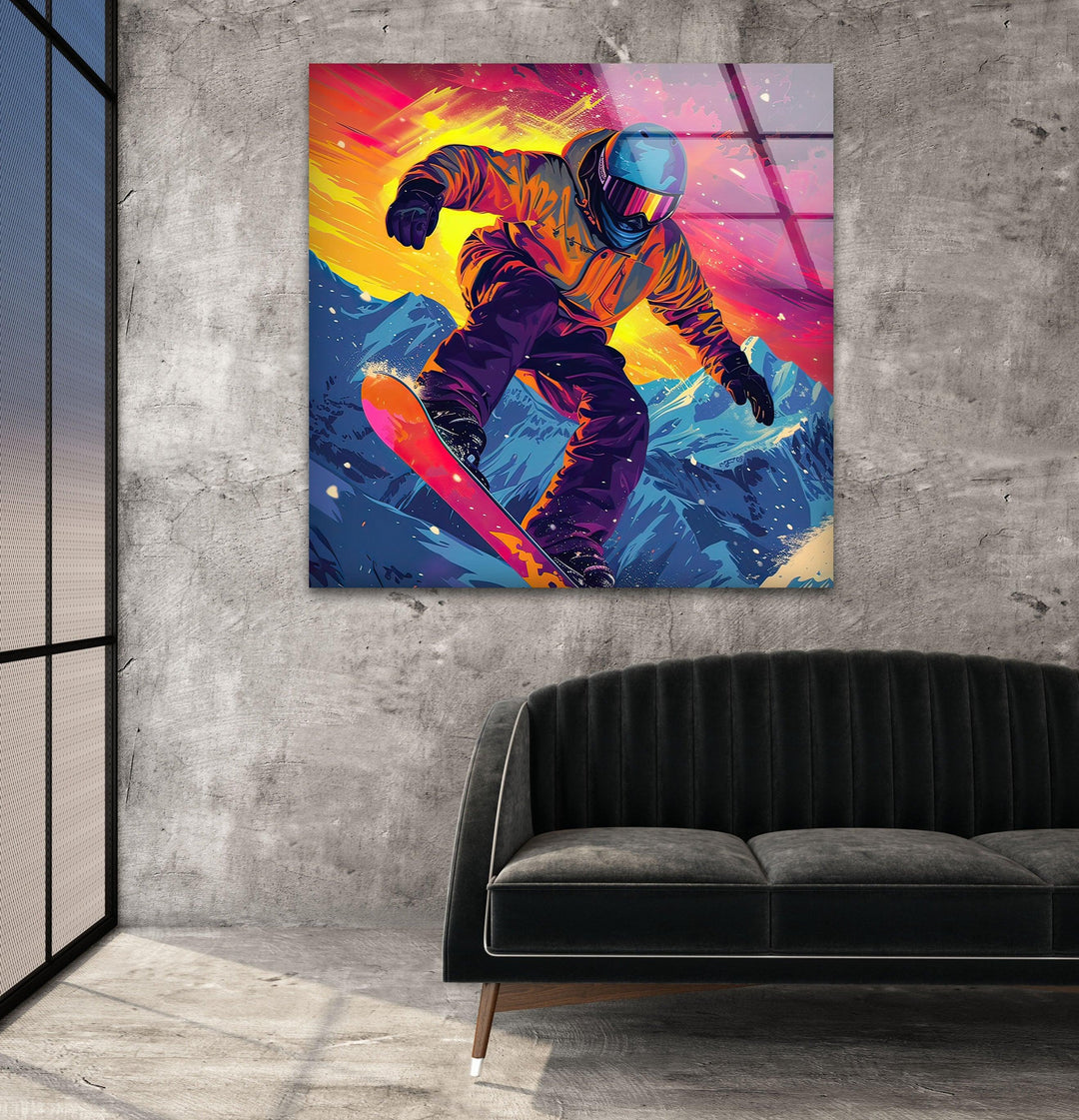 Snowboarder Glass Wall Art glass pictures for Wall, glass prints wall art
