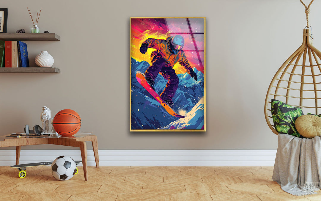 Snowboarder Glass Wall Art Glass Printing Wall Art, Print photos on glass
