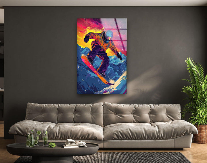 Snowboarder Glass Wall Art glass wall decor, glass wall art decor
