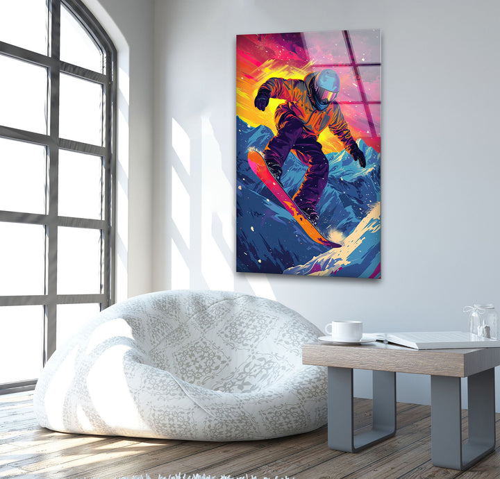 Snowboarder Glass Wall Art glass photo prints, glass picture prints
