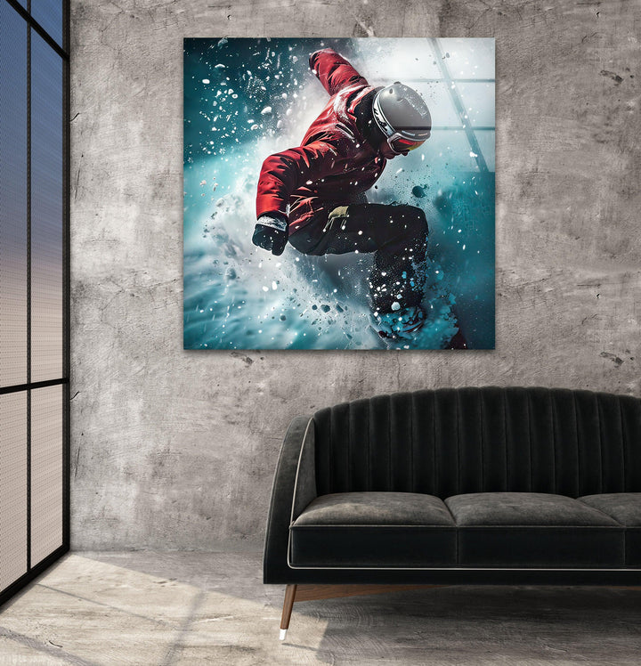 Snowboard Glass Wall Art large glass photo prints, glass wall photos
