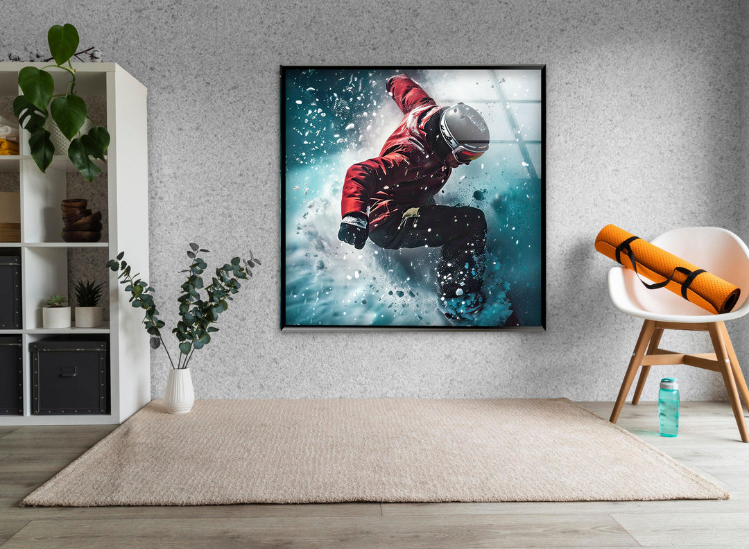 Snowboard Glass Wall Art custom glass photo prints, large glass prints
