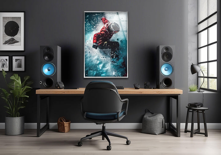 Snowboard Glass Wall Art print on glass, glass printed photos
