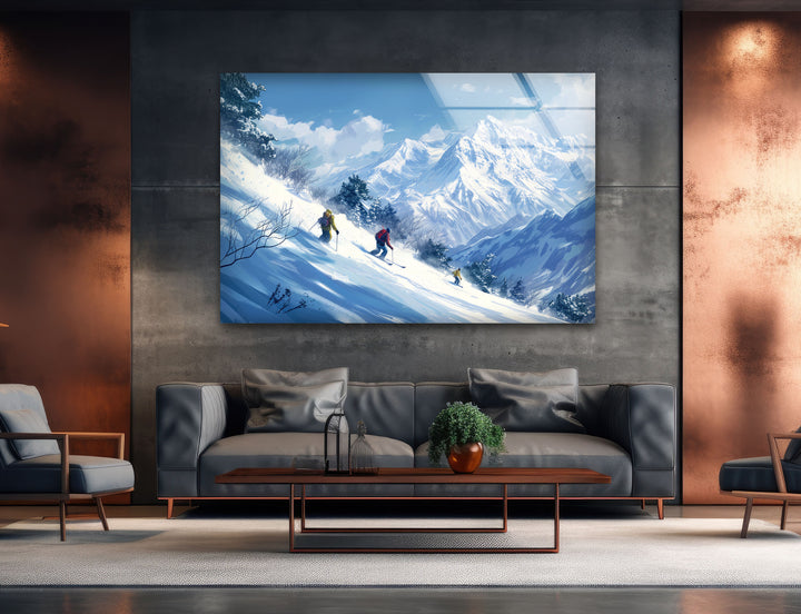 Skating Snowboard Glass Wall Art print picture on glass, Tempered Glass Wall Art