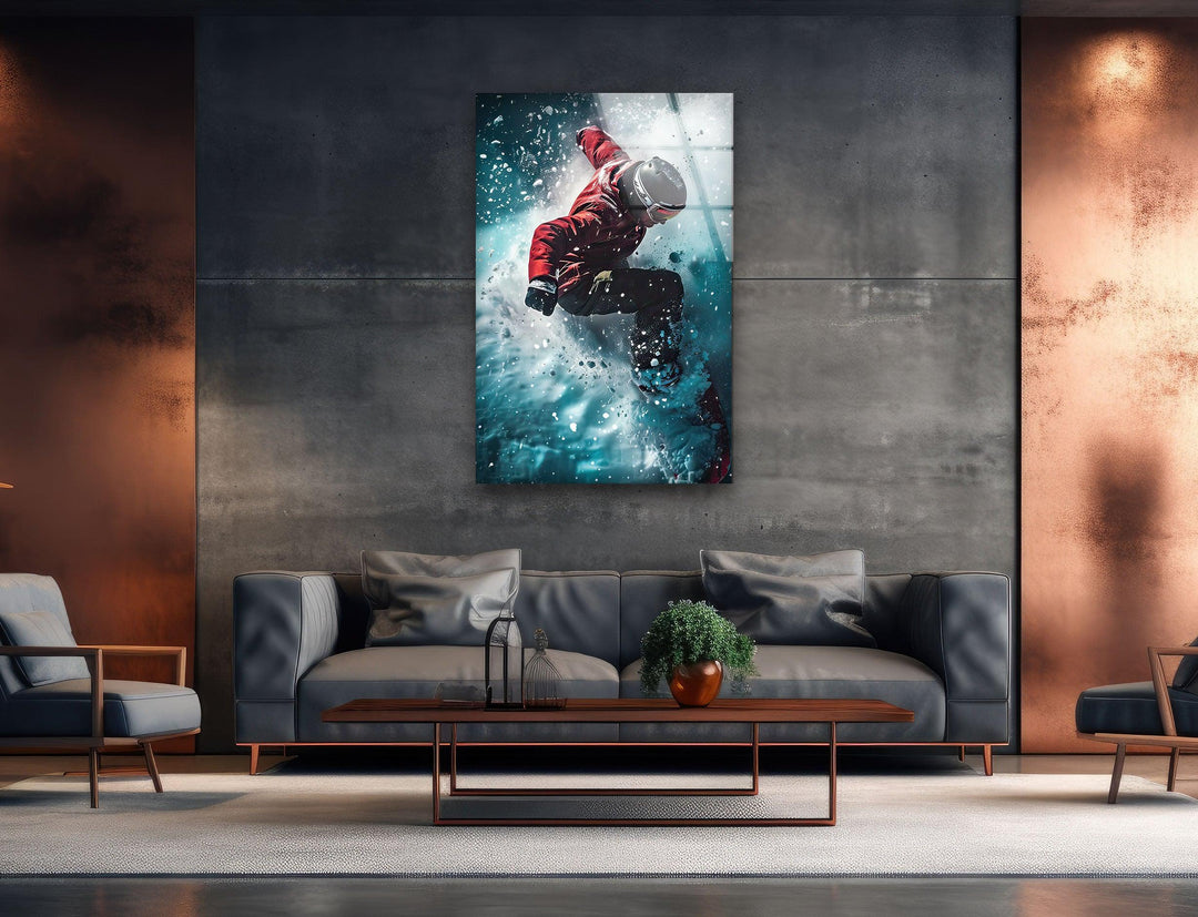 Snowboard Glass Wall Art print picture on glass, Tempered Glass Wall Art
