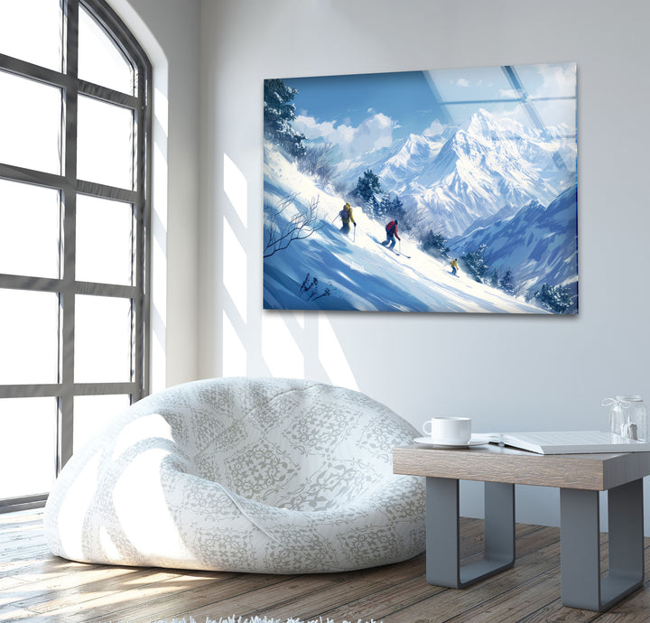 Skating Snowboard Glass Wall Art print on glass, glass printed photos