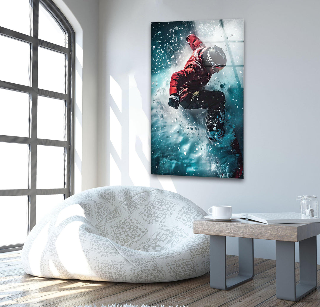 Snowboard Glass Wall Art glass art painting, glass art for the Wall
