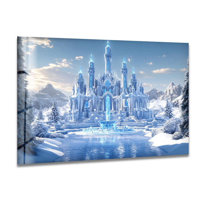 Snow Castle Glass Wall Art Glass Printing Wall Art, Print photos on glass
