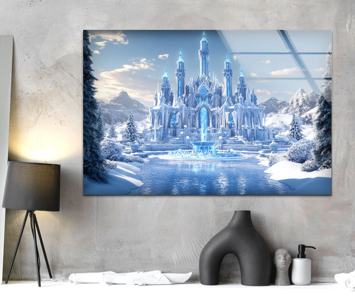 Snow Castle Glass Wall Art custom glass photo prints, large glass prints
