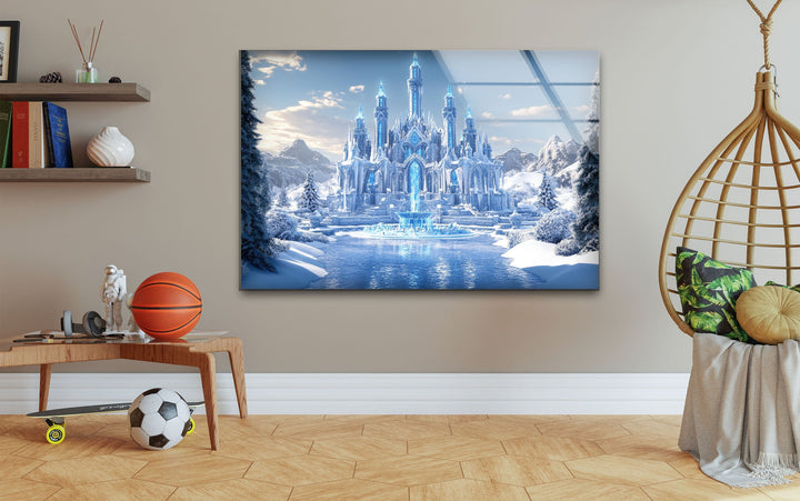 Snow Castle Glass Wall Art picture on glass wall art, photos printed on glass
